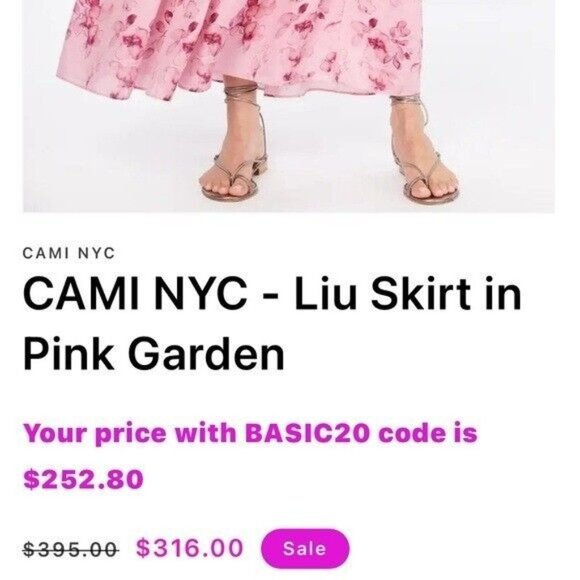 CAMI NYC Liu Skirt in Pink Garden & Elaria Top In Pink Set NWT Size XS - Picture 12 of 13